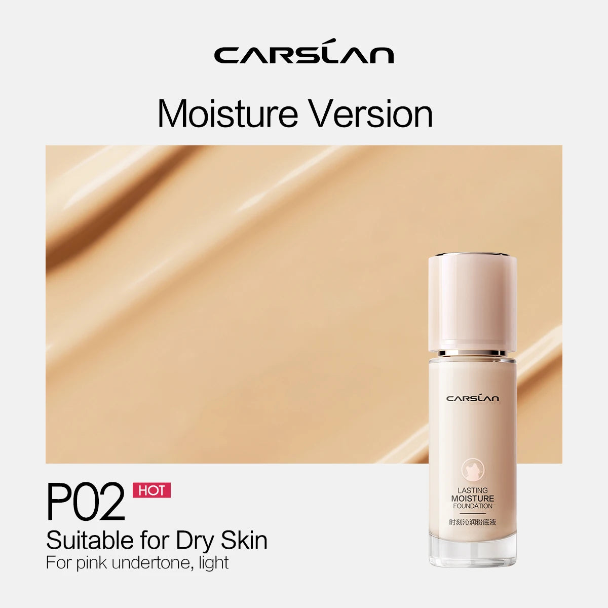 CARSLAN Long-lasting Moisture Matte Liquid Face Foundation Full Coverage Concealer Whitening Oil Control Face Base Makeup