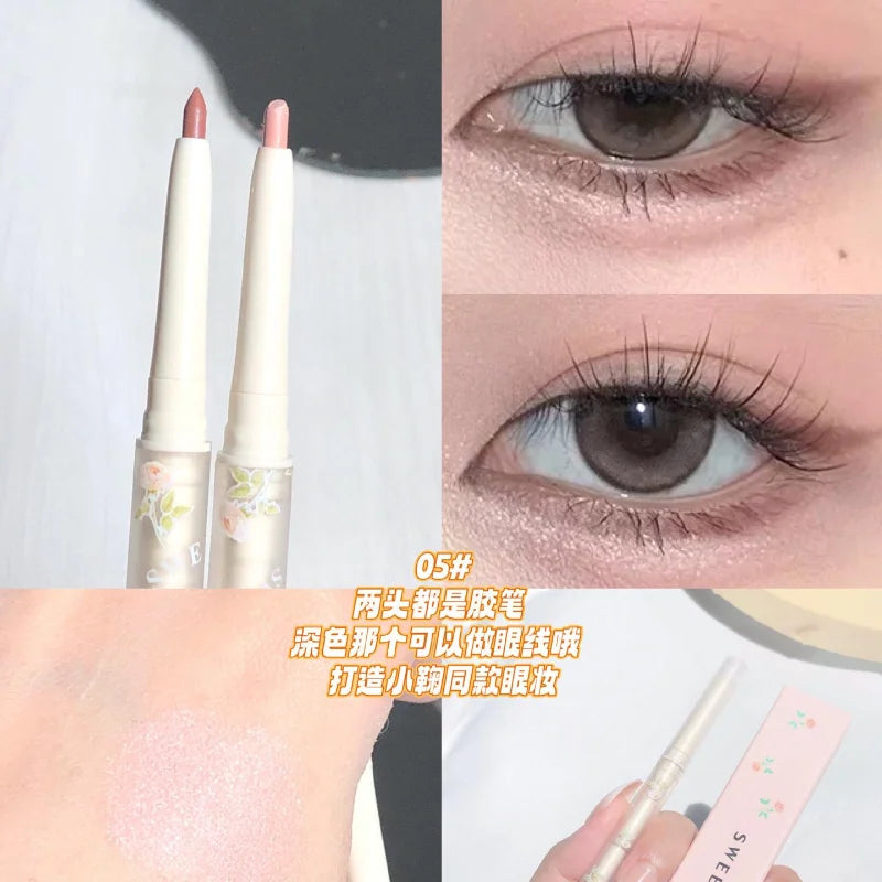 Mulitfuntional Double Ended Lying Silkworm Pencil Highlighter Makeup Pen Nude Liquid Contour Liner Eye Brightener Make Up Stick