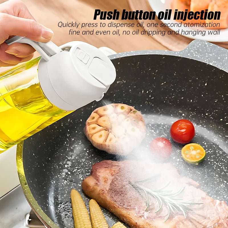 New 500ml 2 in 1 Spray Oil Sprayer Oil Dispenser Oil Jar for BBQ Kitchen Baking Air Frying Pan Oven Roasting Picnic Kitchen Tool