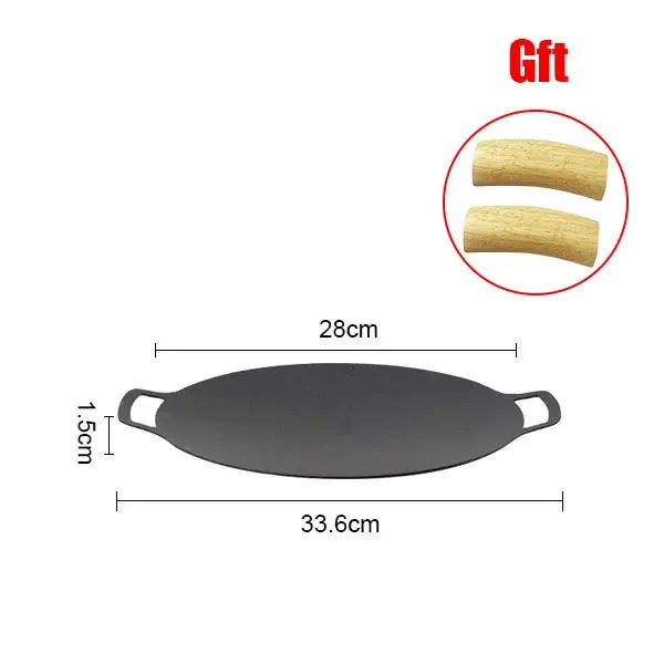 BBQ Grill Pan Non-stick Cooking Pans Multi-purpose Induction Cooker Round for Outdoor Camping Kitchen Bakeware Household Tools