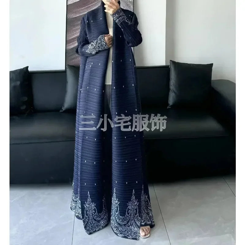 KAF Women Fashion Abaya Vintage Printed Cardigan Design Loose Large Size Elegant Female Luxury Robe Spring Autumn Model