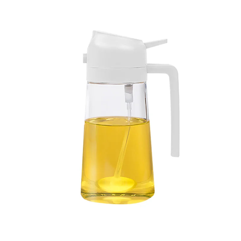 New 500ml 2 in 1 Spray Oil Sprayer Oil Dispenser Oil Jar for BBQ Kitchen Baking Air Frying Pan Oven Roasting Picnic Kitchen Tool