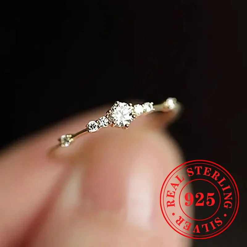 Huitan Classic Shiny CZ Rings Female 925 Sterling Silver Gorgeous Simple Stylish Accessories Exquisite Wedding Bridal Jewelry