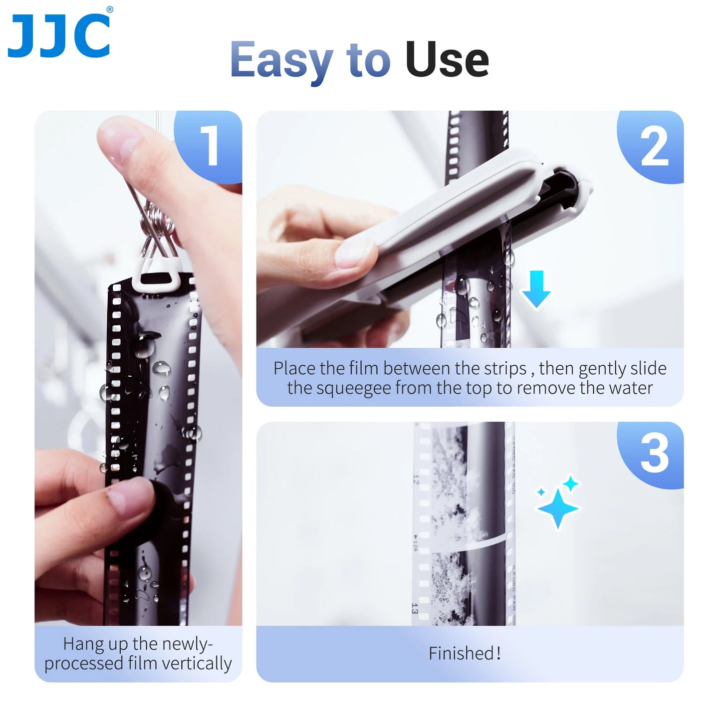 JJC Camera Film Squeegee For 135 120 Film Negatives Film 35mm Remove Water Film Tools With Two Silicone Straps Film Equipment