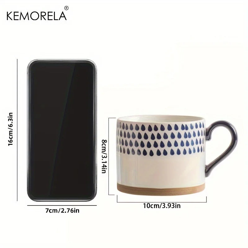 KEMORELA 1PCS 450ML Nordic Ceramic Cup Coffee Milk Mug with Handle Retro Large Capacity Japanese Breakfast Oatmeal Cup Gift Set