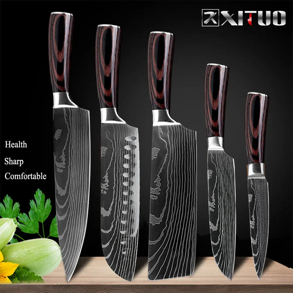 XITUO Kitchen Chef Knives Set High Carbon Stainless Steel Sharp Boning Steak Knife Slicing Santoku Chef knife Cooking Tool