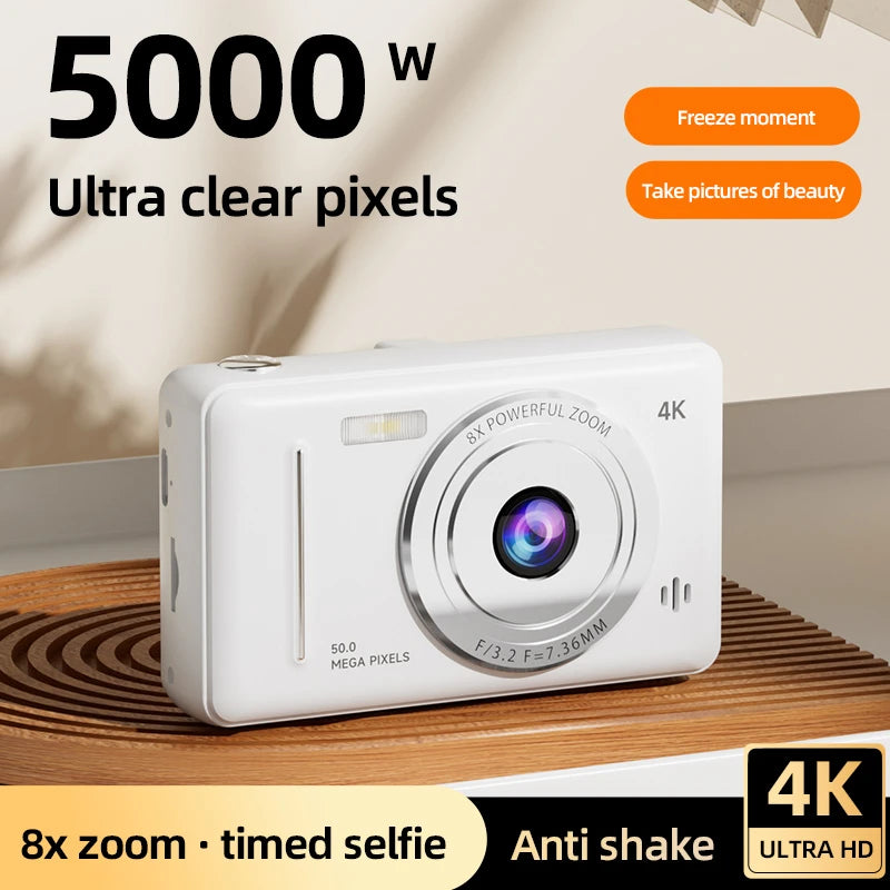 4K Digital Camera 5000W Pixel Retro CCD Portable Card Camera Entry-level Camera Dual Camera Flash 50 Million Pixels Auto Focus