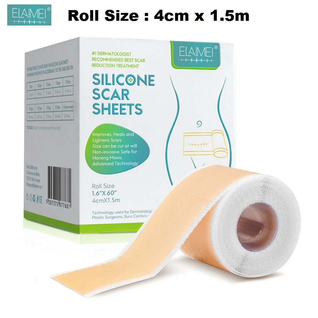 4cm X 150cm Silicone Scar Sheets , 1 Roll Self-Adhesive Scar Cover Tape Skin Care Waterproof and Breathable