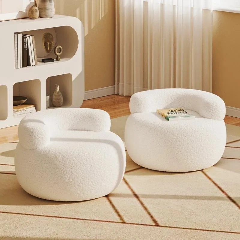 Richome Sofa Stool Household Small Stool Backrest Chair Round Stool Lamb Wool Soft Bag Low Stool Small Stool Shoe Changing Stool