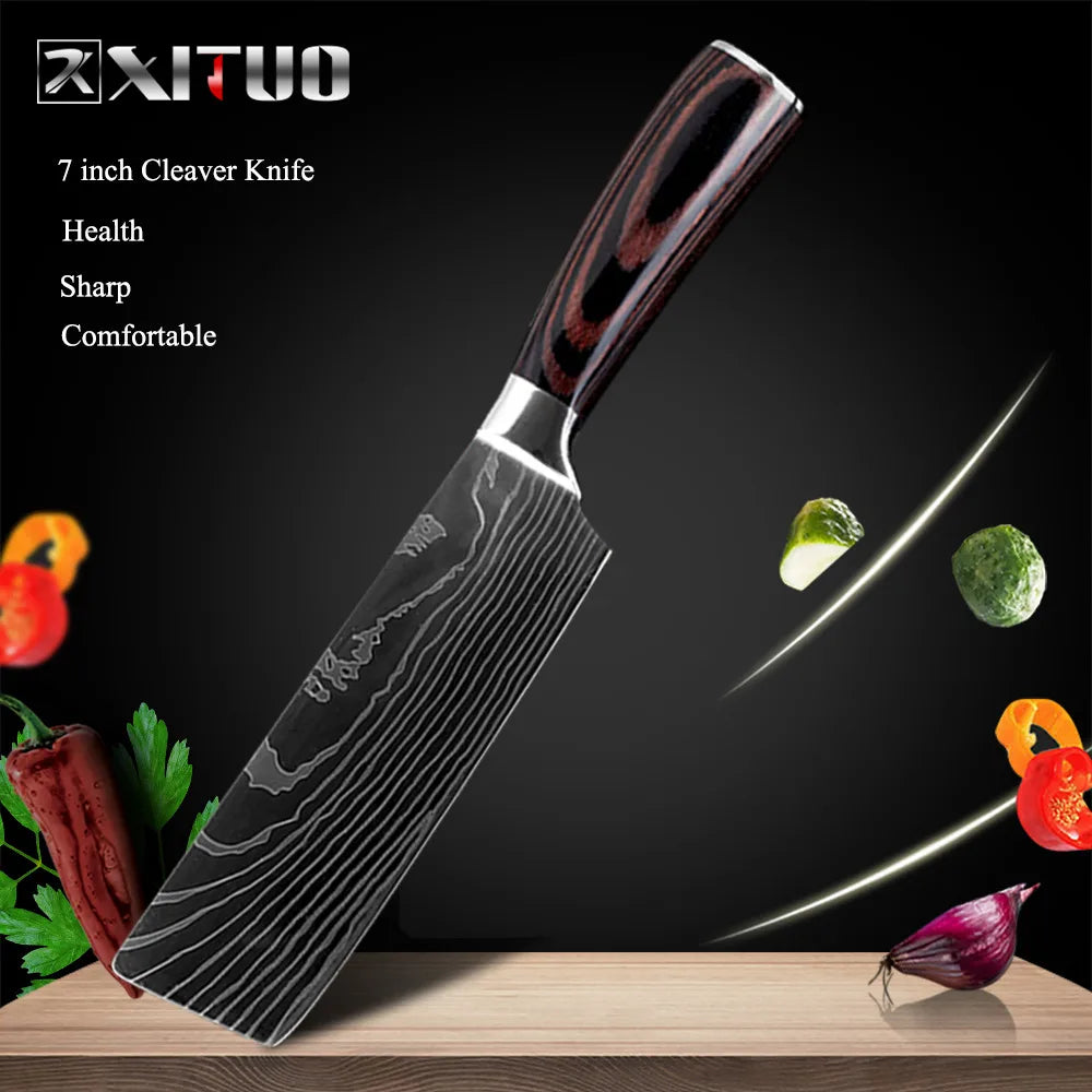 XITUO Kitchen Chef Knives Set High Carbon Stainless Steel Sharp Boning Steak Knife Slicing Santoku Chef knife Cooking Tool