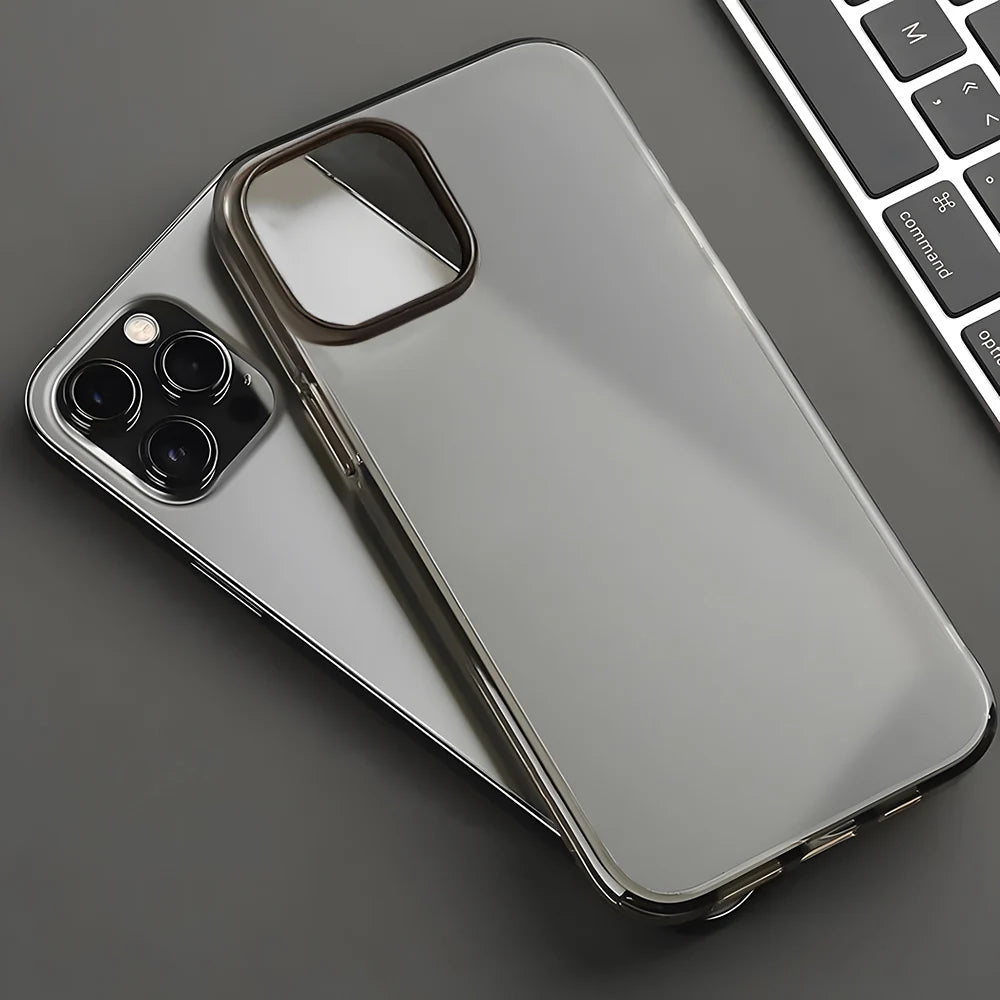 Translucent Clear Phone Case For iPhone 16 Pro Max 15 14 Plus 12 Mini 13 Ultra Thin Matte Black Soft Shockproof Skin Back Cover