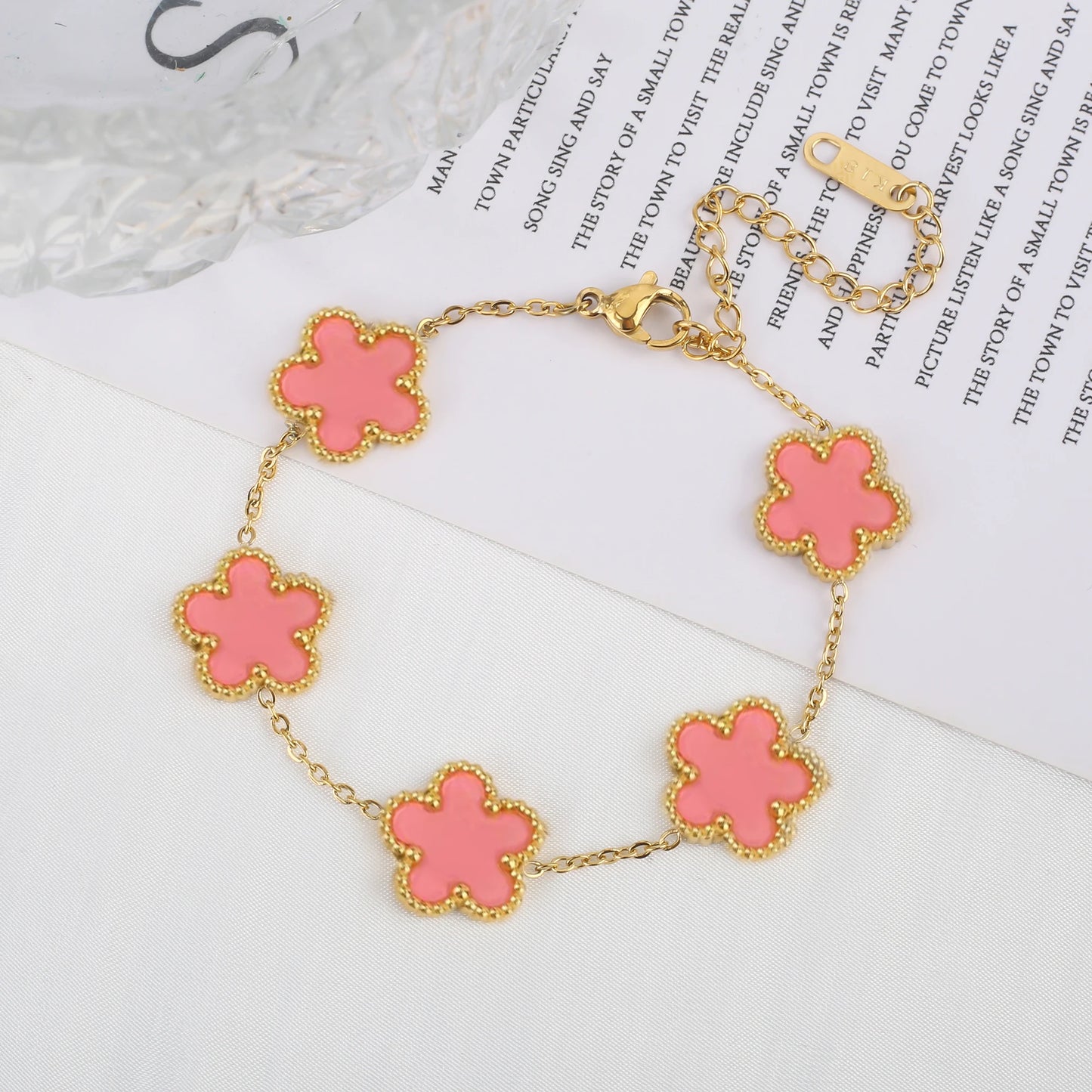 Classic Luxury Stainless Steel Bracelet Ladies Adjustable Five Flower Bracelets for Women New Fashion Party Jewelry Gifts Clover