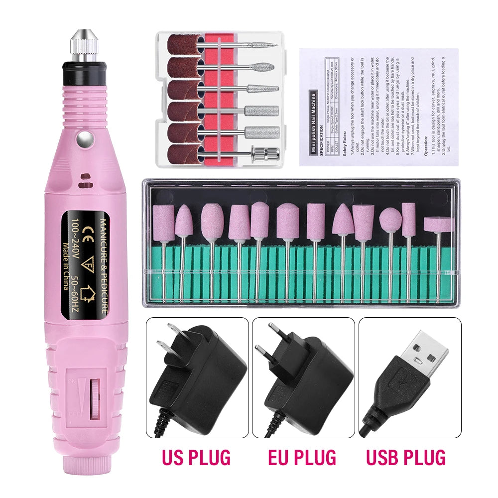 Portable Professional Electric Nail Drill Machine Manicure Tools Pedicure Drill Set Family Nail File Nail Drill Equipment