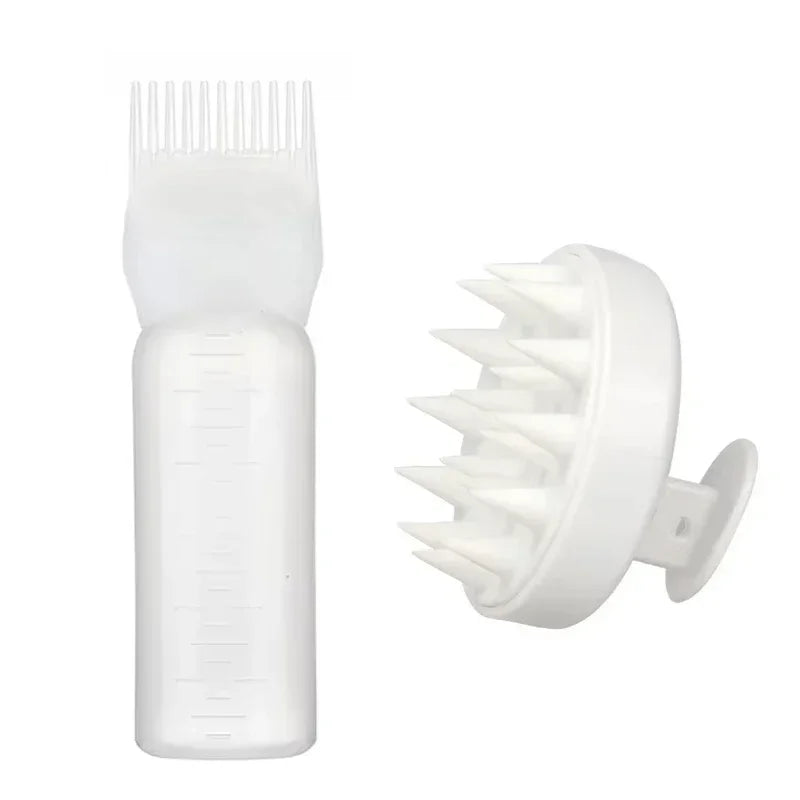 Silicone Shampoo Brush Head Scalp Massage Comb Hair Dye Tint Oil Applicator Bottle with Brush Barber Salon Hair Styling Tools