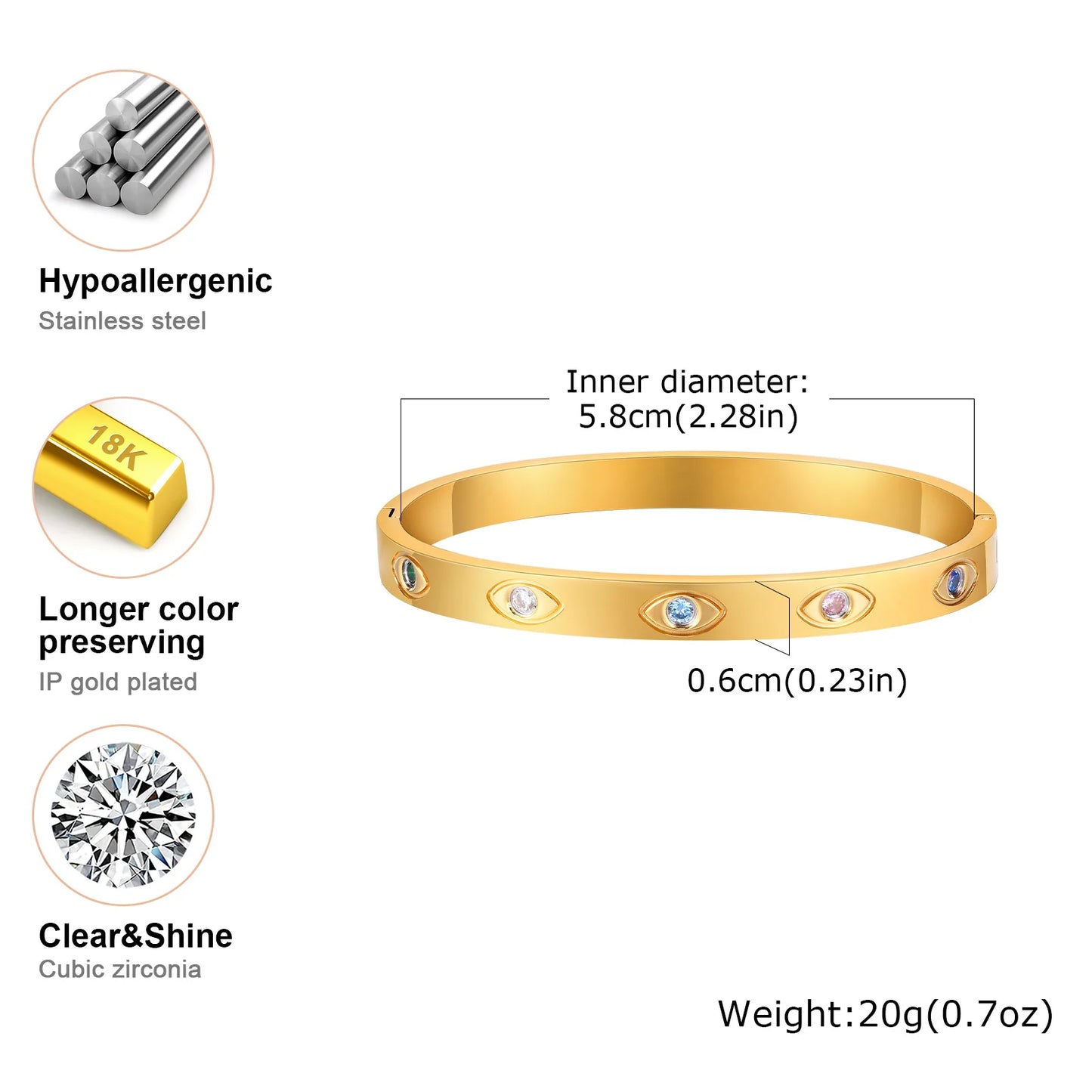 Vnox High-End Stainless Steel Women Bangles, Luxury Solid Gold Plated Love Cuff Bracelets,US Europ Hot Fashion Daily Ins Jewelry