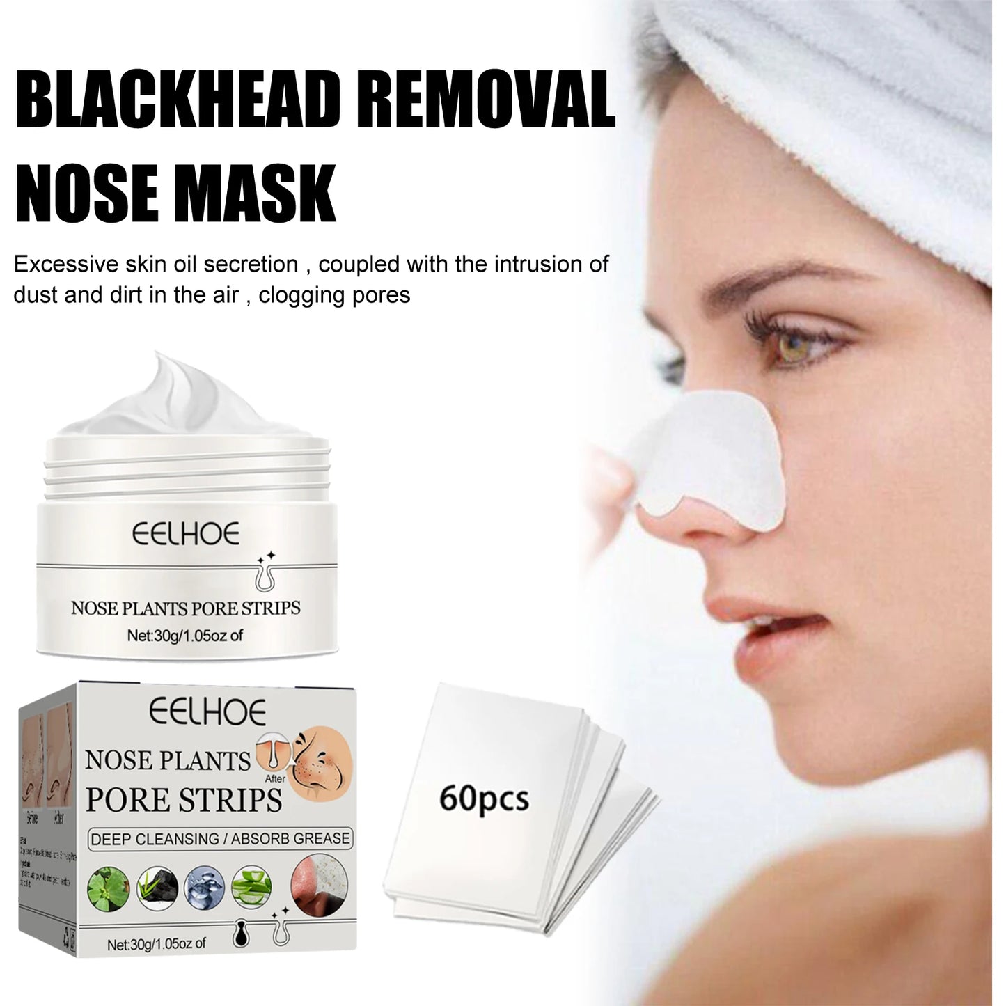 New Blackhead Removal Nose Mask Pore Patch Blackhead Mask Exfoliating Blackhead Deep Cleansing Skin Care Beauty Health