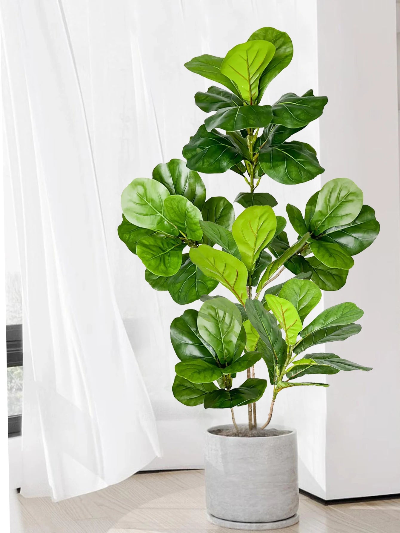 70-135cm Large Artificial Ficus Tree Fake Rubber Plants Branch Plastic Fiddle Leaves for Home Garden Indoor Outdoor Decor