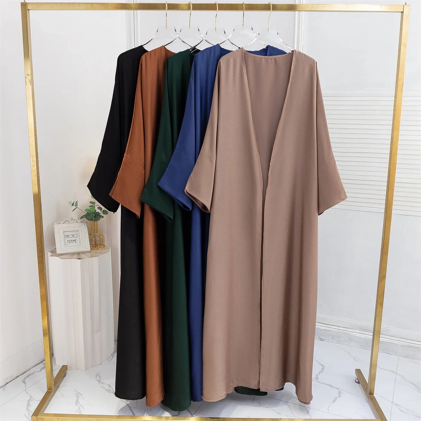 Muslim Open Front Abaya Long Sleeve Ramadan Maxi Length Dress Women's Clothing Cardigan Abayas Wearout Kaftans Women Jilbabs