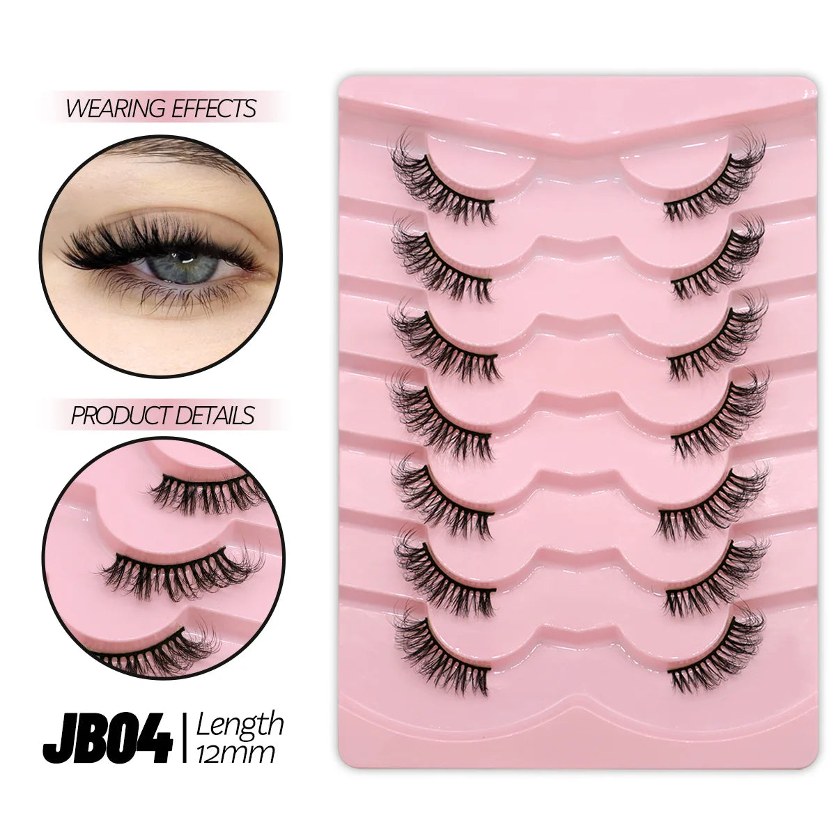 GROINNEYA Half Lashes Half Lashes Soft Natural Clear Band Lashes Natural Look Faux Mink Wispy Mink Eyelashes Extension Makeup