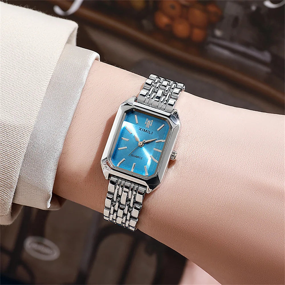 Women's Fashion Square Watches Gold Alloy Strap 2025 Luxury Ladies Quartz Wristwatches Qualities Female Roman Scale Clock