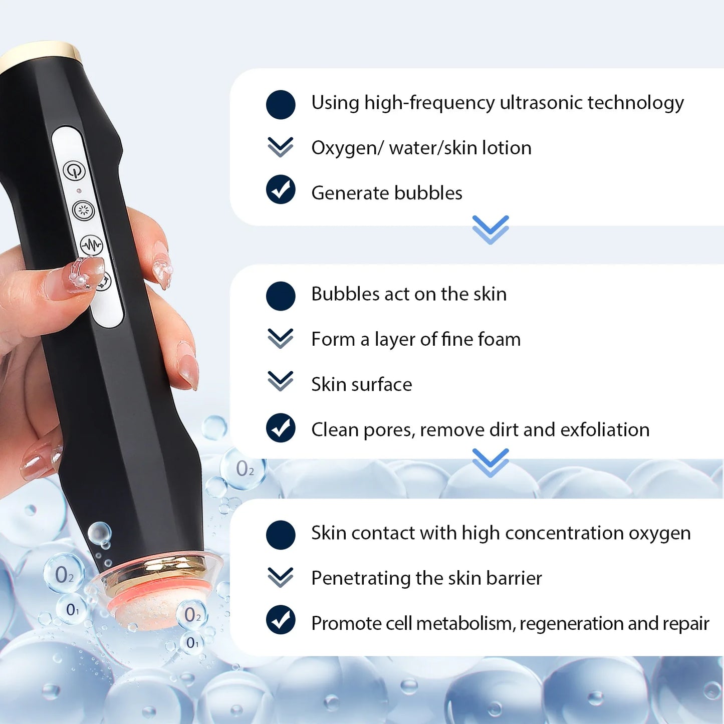 Facial CO2 Oxygen Bubble Pen Skin Care Beauty Meter Oxygen Balancing Device Home SPA Skin Care Tool