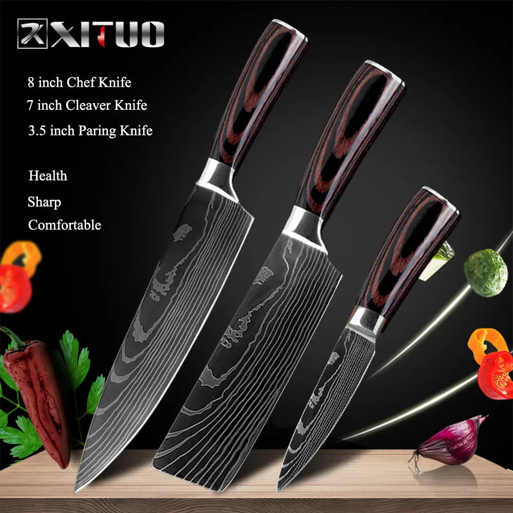 XITUO Kitchen Chef Knives Set High Carbon Stainless Steel Sharp Boning Steak Knife Slicing Santoku Chef knife Cooking Tool