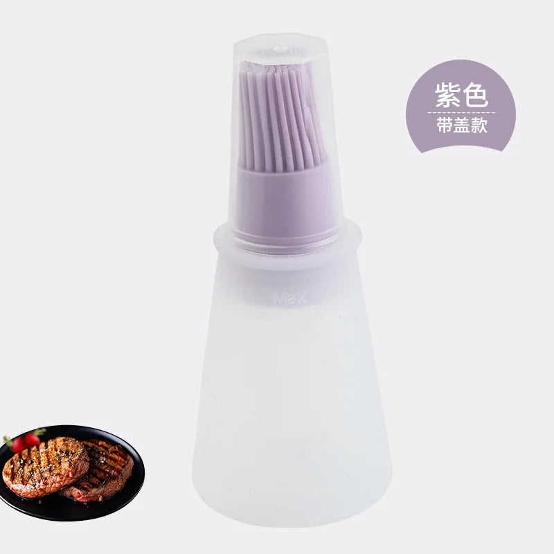 Silicone Oil Bottle Brush Oil Dispenser Bottle With Barbecue Brush High Temperature Resistant Basting Brush Kitchen BBQ Tools