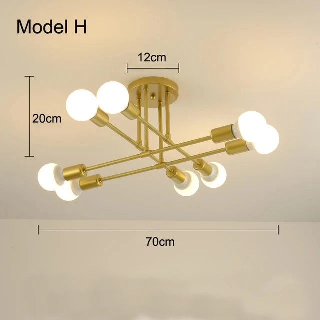 Nordic Minimalist Pendant Light Ceiling Lamp LED Chandelier Suitable for Bedrooms Living Rooms Black Gold Lighting Decoration