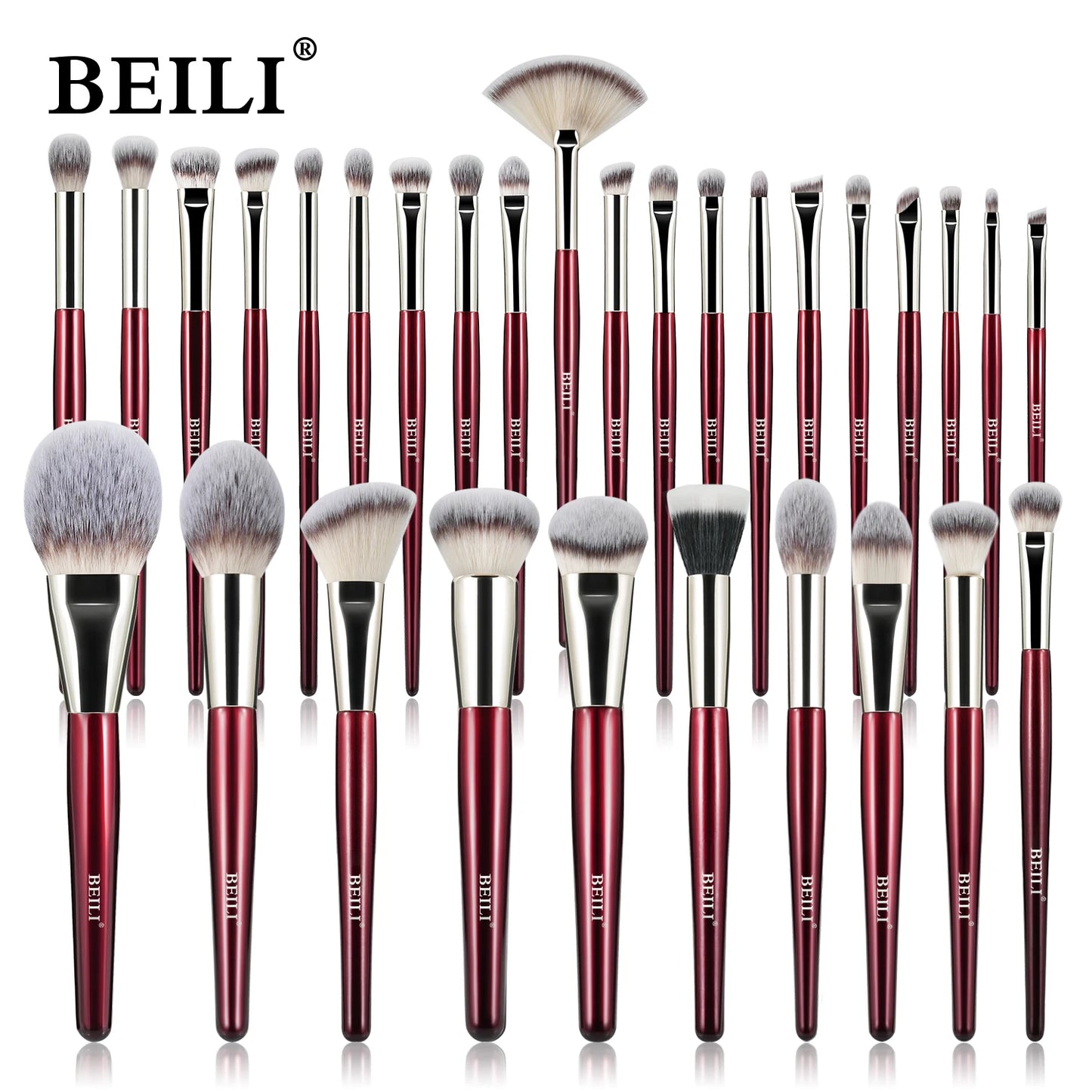 BEILI Soft 8/9/15/30Pcs Makeup Brushes Suitable for Foundation Powder Concealer Eyeshadow Eyebrow Eyelashes Eyeliner Brush Set