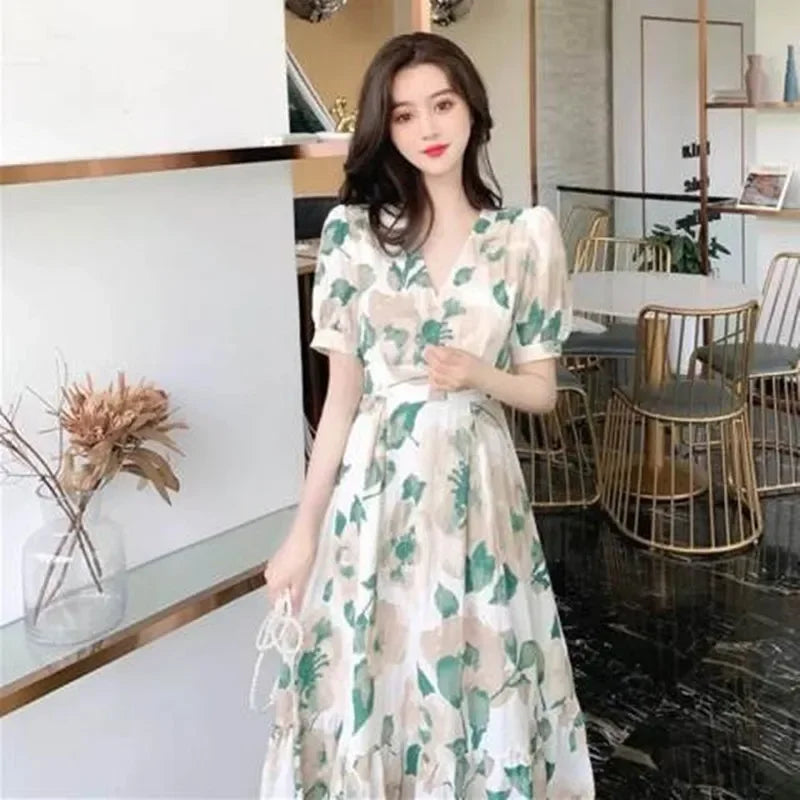 2022 Summer New Long Dress Sweet Fragrant Cute Ankle Length Fairy Tale Woodland Style Women's Dress Salt And Sweet Compatible