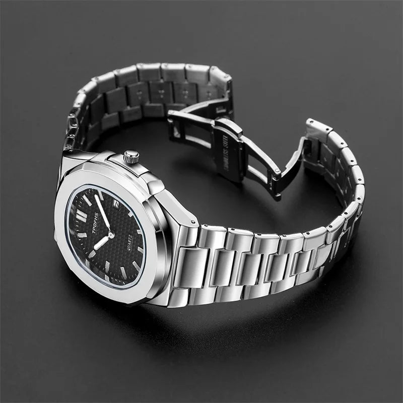 Luxury Watch Business 30M Waterproof Male Clock Luminous Date Stainless Steel Square Quartz Men Watch reloj hombre 2024 New