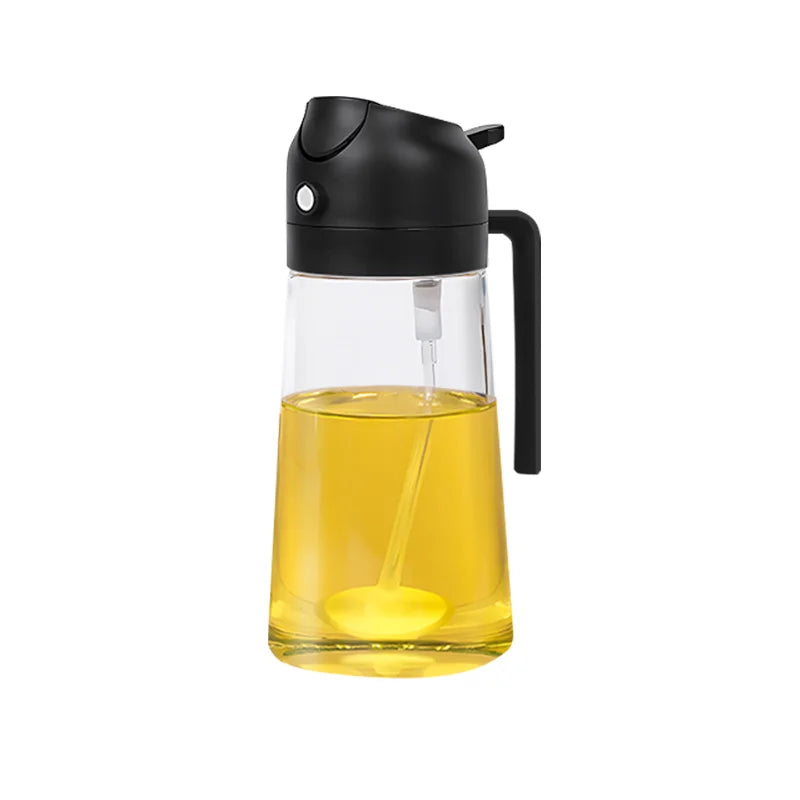 New 500ml 2 in 1 Spray Oil Sprayer Oil Dispenser Oil Jar for BBQ Kitchen Baking Air Frying Pan Oven Roasting Picnic Kitchen Tool