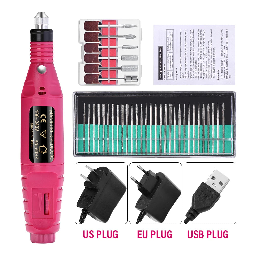 Portable Professional Electric Nail Drill Machine Manicure Tools Pedicure Drill Set Family Nail File Nail Drill Equipment