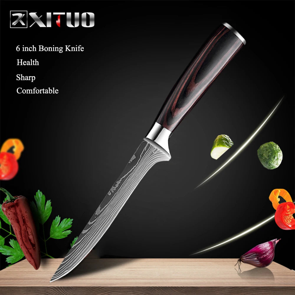 XITUO Kitchen Chef Knives Set High Carbon Stainless Steel Sharp Boning Steak Knife Slicing Santoku Chef knife Cooking Tool