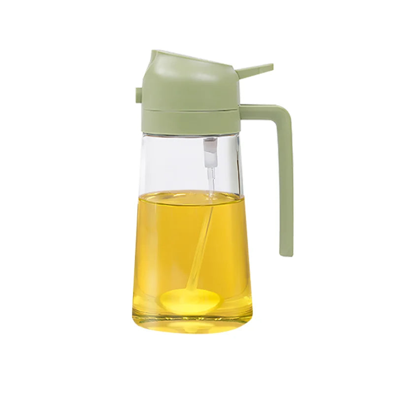 New 500ml 2 in 1 Spray Oil Sprayer Oil Dispenser Oil Jar for BBQ Kitchen Baking Air Frying Pan Oven Roasting Picnic Kitchen Tool