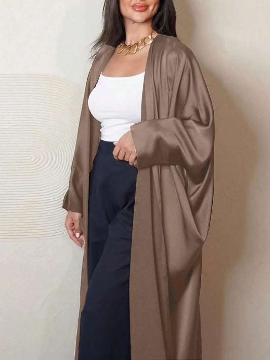 Muslim Open Front Abaya Long Sleeve Ramadan Maxi Length Dress Women's Clothing Cardigan Abayas Wearout Kaftans Women Jilbabs