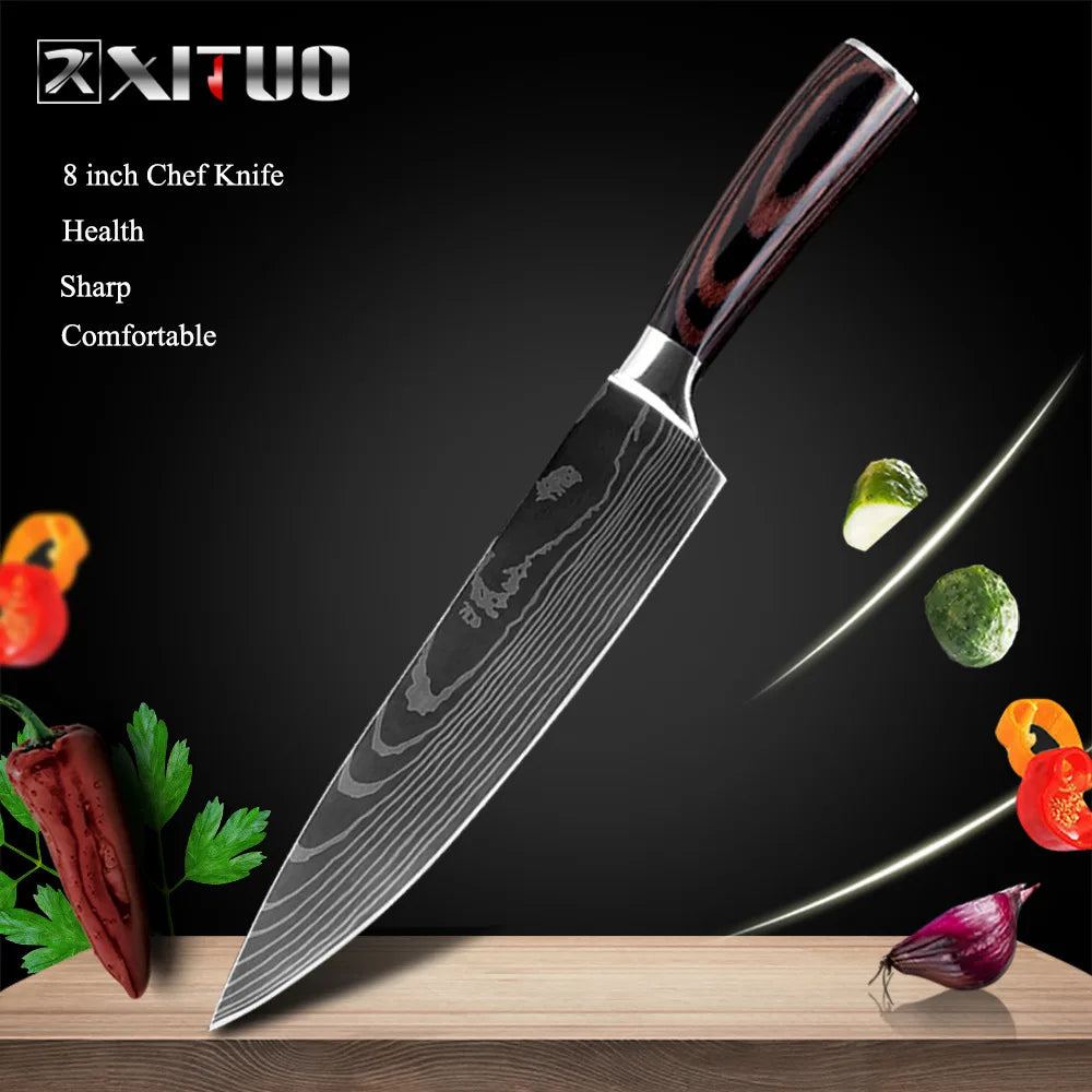 XITUO Kitchen Chef Knives Set High Carbon Stainless Steel Sharp Boning Steak Knife Slicing Santoku Chef knife Cooking Tool