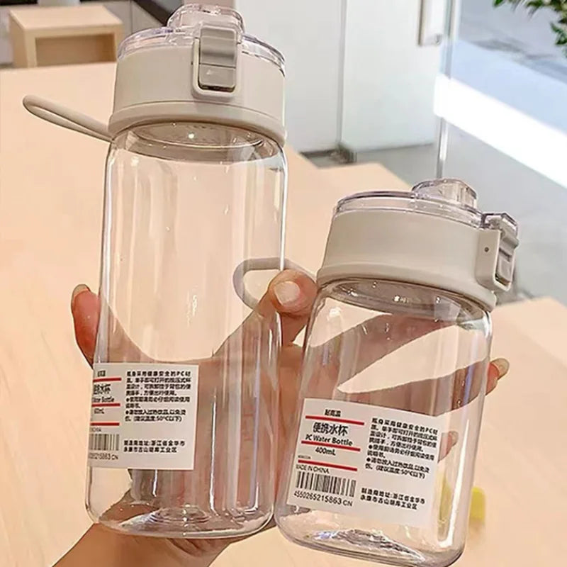 550/800ml Water Bottle With Time Scale Portable Transparent Kawaii Water Bottle Sports Water Cup  Plastic Handy Cup