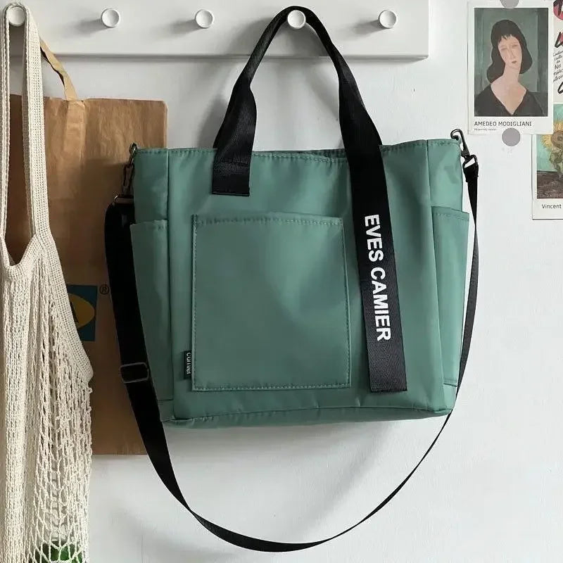 New Casual Tote Large Capacity Shoulder Bag Nylon Waterproof Canvas Handbag Simple Fashion Messenger Bags For Schoolgirl