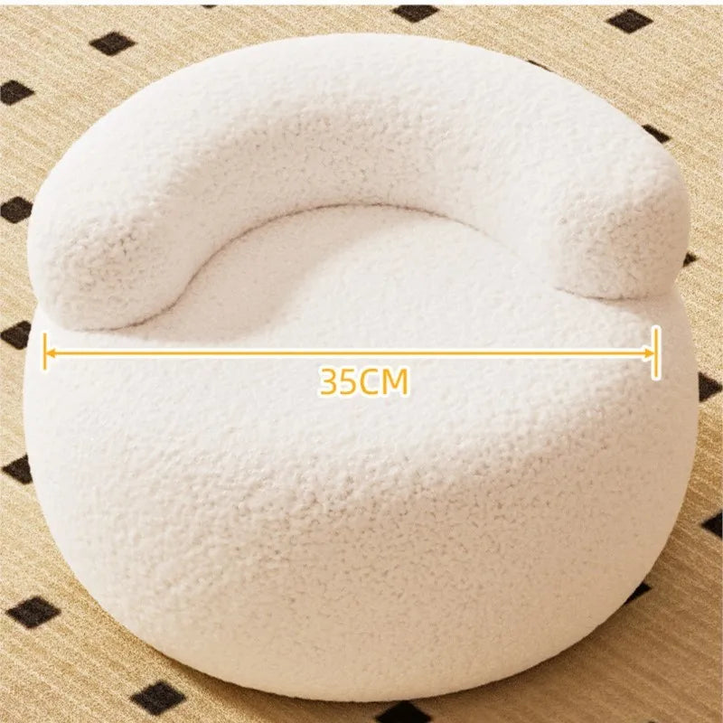 Richome Sofa Stool Household Small Stool Backrest Chair Round Stool Lamb Wool Soft Bag Low Stool Small Stool Shoe Changing Stool