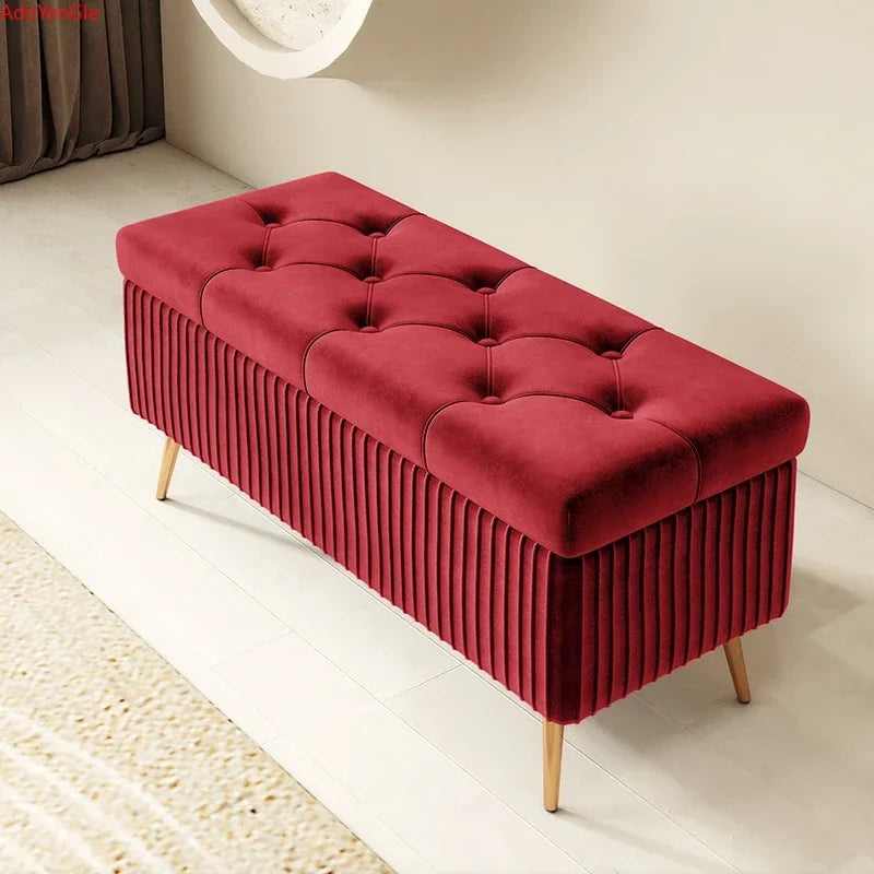 Nordic Fabric Ottomans long Sofa Bench with Storage luxury Home Creative Doorway Corridor Shoe Changing Stool Fitting Room chair