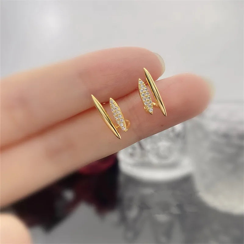 925 Sterling Silver Temperament Inlaid Zircon Double Layer Earrings for Women Gold Plated Statement Luxury Jewelry