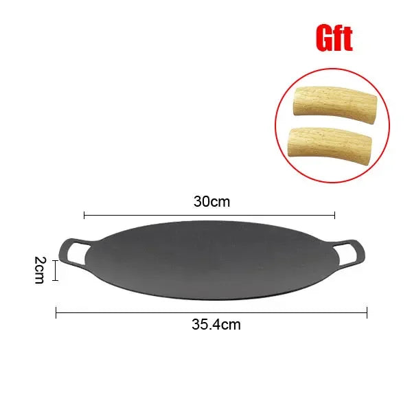 BBQ Grill Pan Non-stick Cooking Pans Multi-purpose Induction Cooker Round for Outdoor Camping Kitchen Bakeware Household Tools