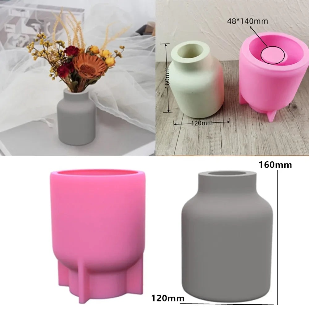 DIY 14-24cm large middle small circular vase resin silicone mold donut vase concrete cement mold gypsum silicone mold home decor