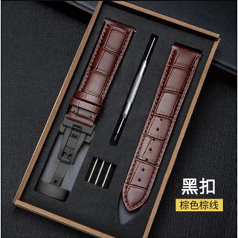 Genuine Leather Watch Strap 12 13 14 16 17 18 19 20 21 22 24mm Universal Belt Bracelet with Box Butterfly Buckle Band Wristband