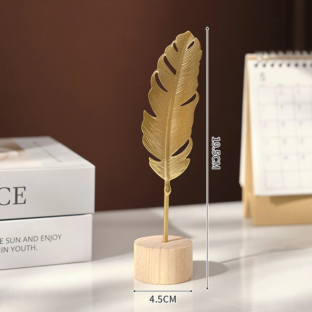 Nordic Gold Ginkgo Leaf Crafts Leaves Sculpture Luxury Living Room Decor Home Decoration Accessories Office Desktop Ornaments