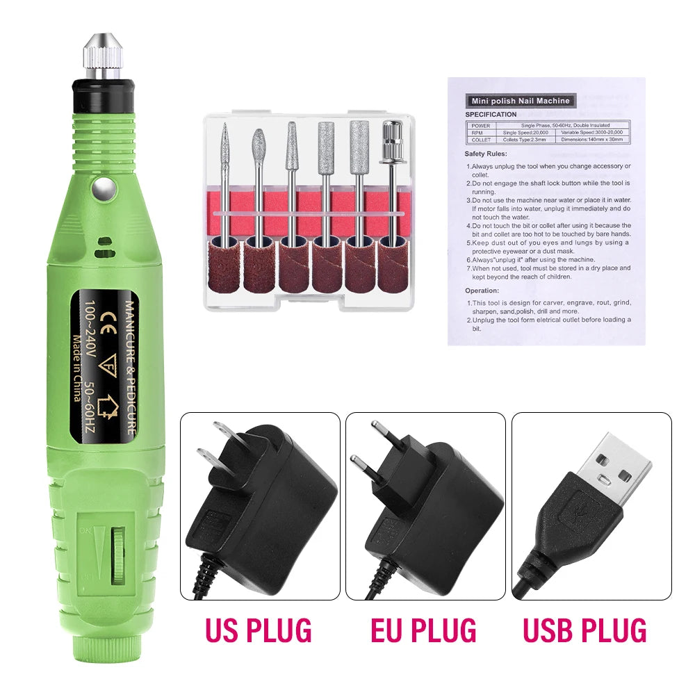 Portable Professional Electric Nail Drill Machine Manicure Tools Pedicure Drill Set Family Nail File Nail Drill Equipment