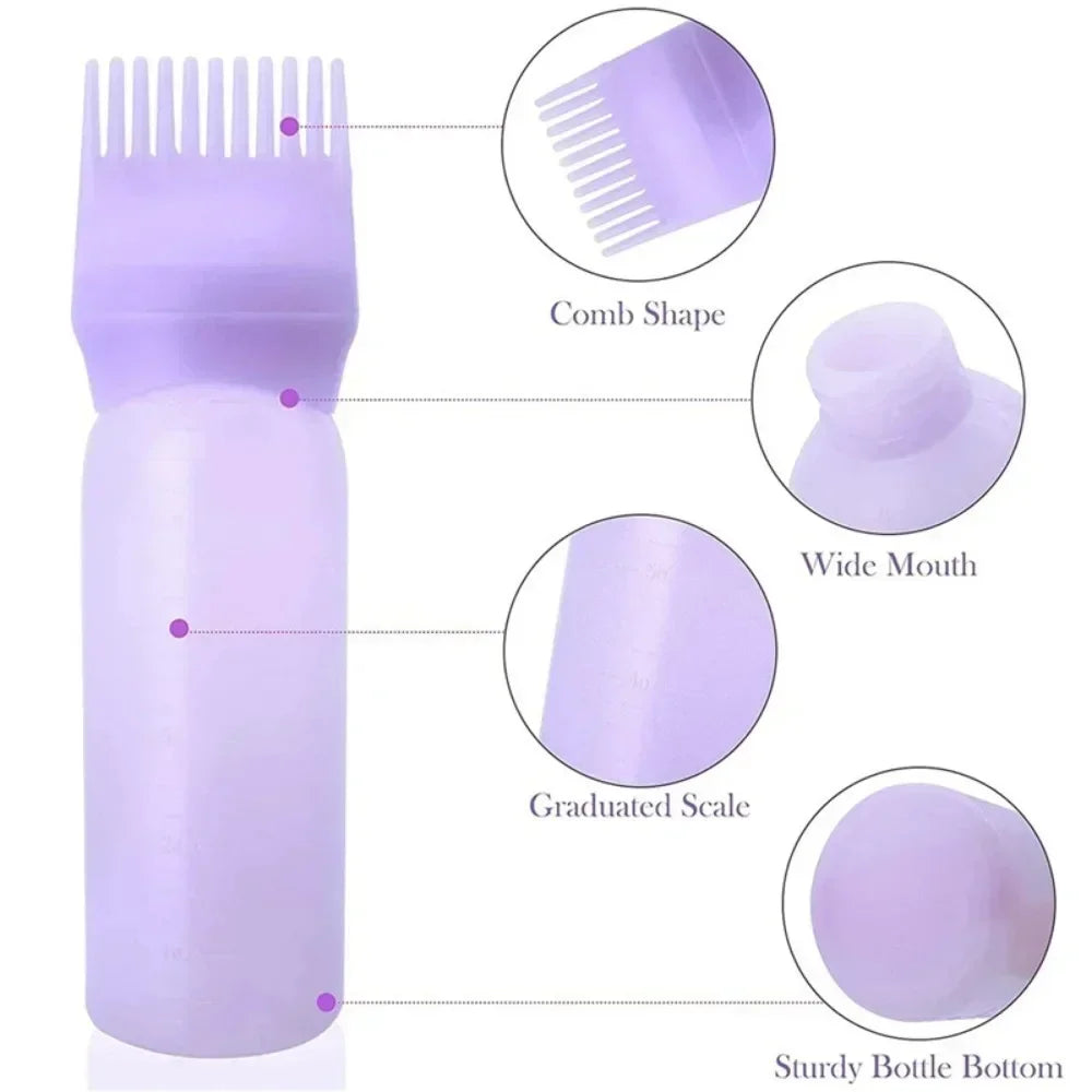 Silicone Shampoo Brush Head Scalp Massage Comb Hair Dye Tint Oil Applicator Bottle with Brush Barber Salon Hair Styling Tools