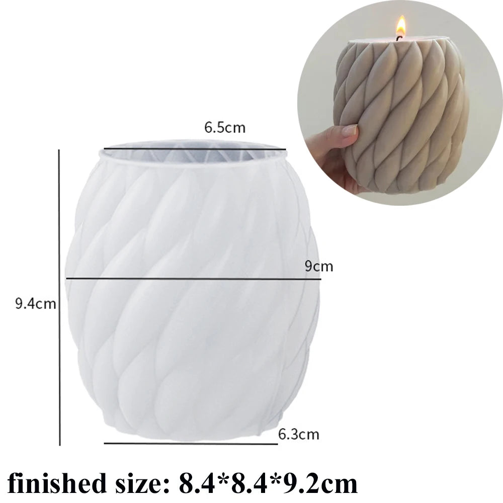 3D Rotating Pillar Candle Silicone Mold Geometric Wave Candle Wax Mould DIY Abstract Art Soap Resin Gypsum Mold Home Craft Decor