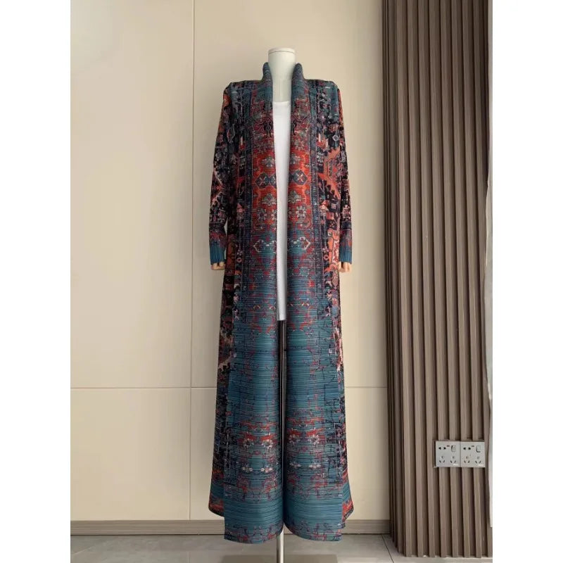 KAF Women Fashion Abaya Vintage Printed Cardigan Design Loose Large Size Elegant Female Luxury Robe Spring Autumn Model